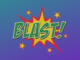 blast icon with words blast and red and yellow explosion on purple