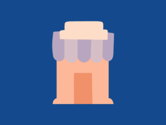 storefront icon on blue background