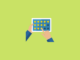 tablet icon with hands holding it and touching star ratings