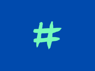 green number sign or hashtag on blue background