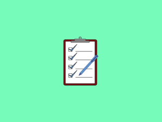 clipboard with checklist on green background