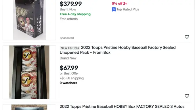 topps pristine wax example ebay
