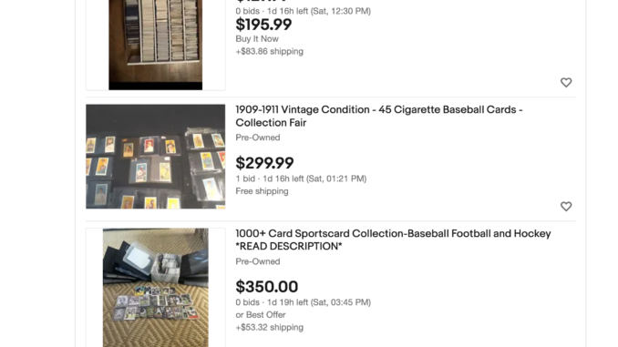 ebay card collection screenshot