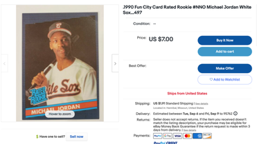 Michael Jordan Rated Rookie Baseball Card Fun City Cards 1990