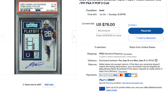 JONATHAN TAYLOR 2020 PLAYOFF TURNING PRO ROOKIE COLTS JERSEY PATCH RC  WISCONSIN!