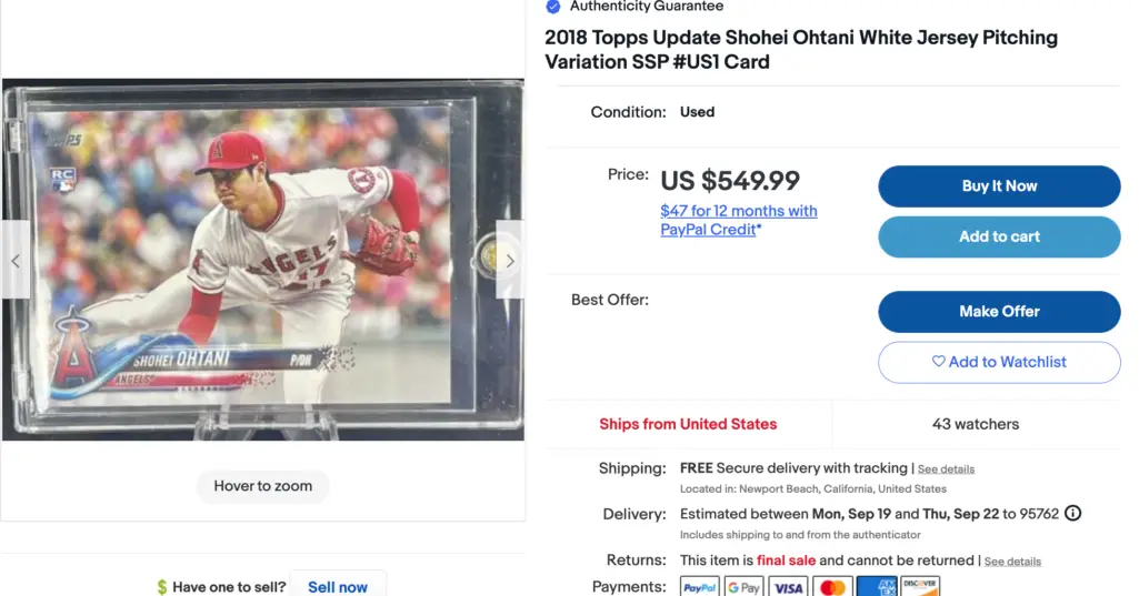 Shohei Ohtani 2018 Topps Now #697 2024 Made, Record 19th HR Rookie